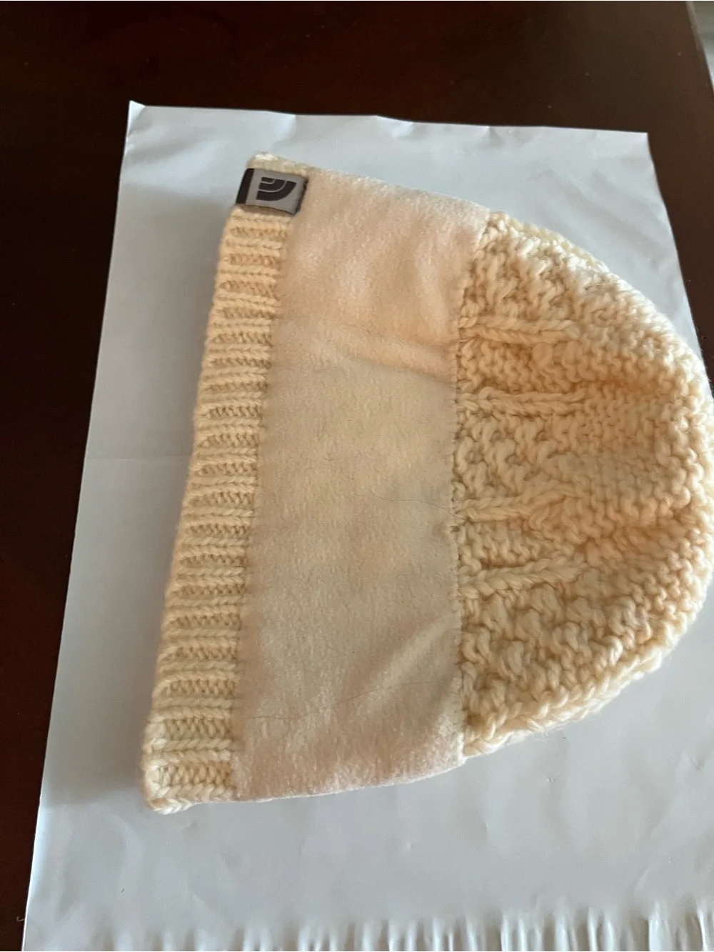 The North Face Cream Cable Knit Beanie
